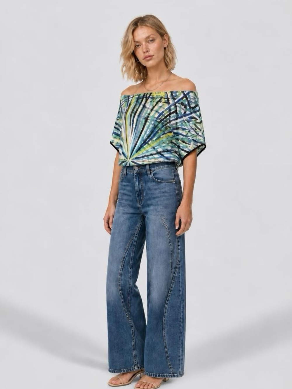 Dressbarn Off the Shoulder Abstract Top Size Medium